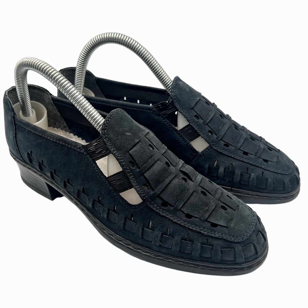 Rieker Antistress Dark Blue Suede Woven Slip-On Comfort Shoes – Size 7